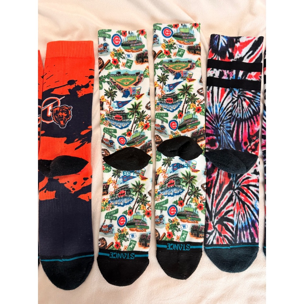 Stance Chicago Bears Cubs MLB NFL Tie Dye Crew Socks Bundle 3 Pairs Mens - Picture 6 of 8